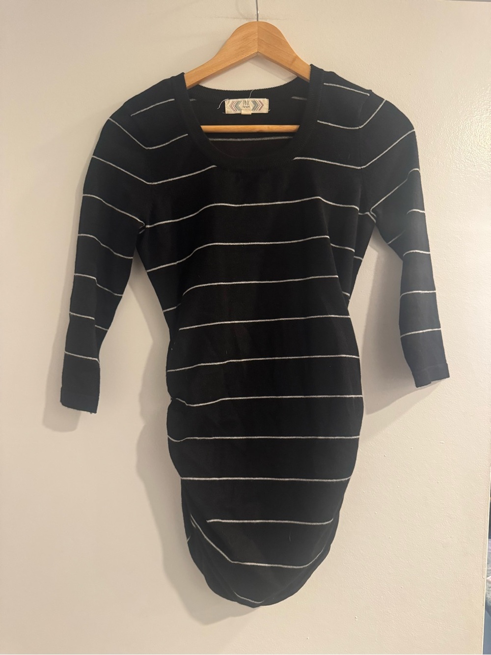 Pink Rose Black Striped ranches side Long Sleeve Women's shirt small